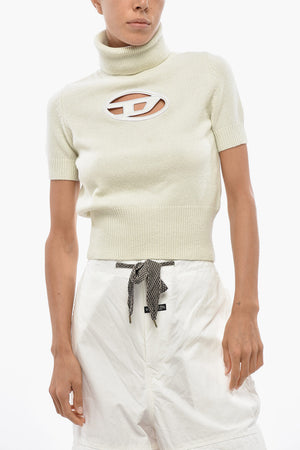 Wool And Cashmere High-Neck Knit Sweater M-ARGARET With Logo Cut-Out