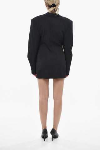 Virgin Wool Blazer Dress With Removable Gold Necklace