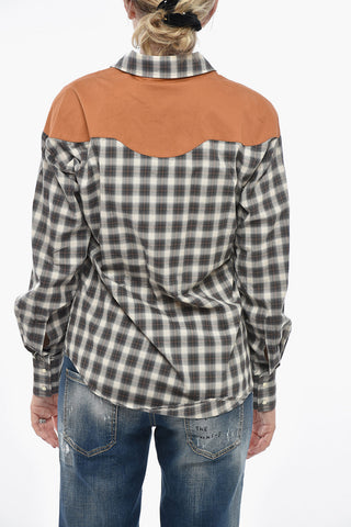 Western-Hemd Mit Plaid-Muster Lederdetails Und Leistentaschen