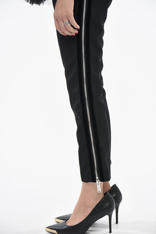 Pantaloni Tuxedo a Gamba Dritta con Zip Laterali e Dettaglio in Tulle