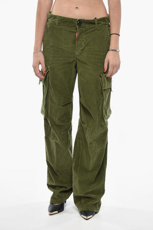 Ribbed Velour Cargo Trousers