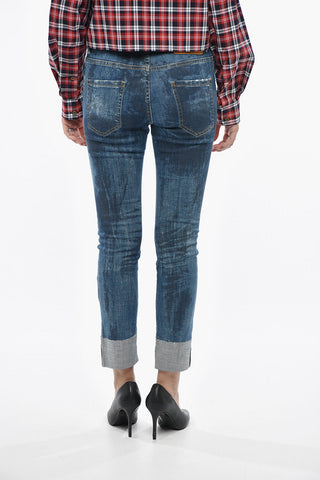 Jeans aus Stretch-Denim COOL GIRL mit Metall-Monogramm 15cm