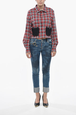 Jeans aus Stretch-Denim COOL GIRL mit Metall-Monogramm 15cm