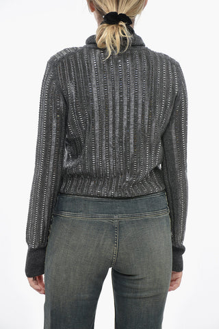 Rollkragenpullover Aus Wollmischung Mit Metall- Und Strassdetails