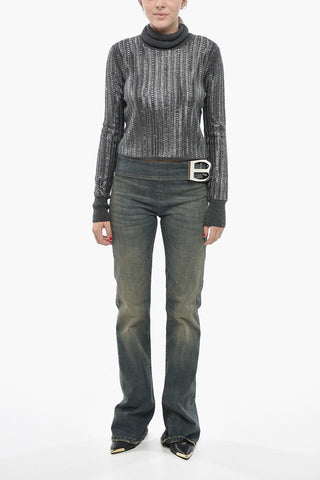 Rollkragenpullover Aus Wollmischung Mit Metall- Und Strassdetails