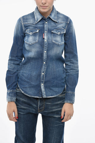 Camicia CLASSIC WESTERN in Denim Stretch con Doppio Taschino e Bottoni Automatici