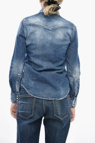 Camicia CLASSIC WESTERN in Denim Stretch con Doppio Taschino e Bottoni Automatici