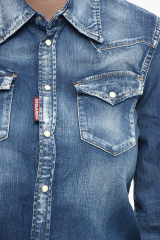 Camicia CLASSIC WESTERN in Denim Stretch con Doppio Taschino e Bottoni Automatici