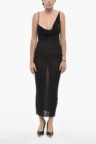 Transparentes Kleid mit drapiertem Ausschnitt