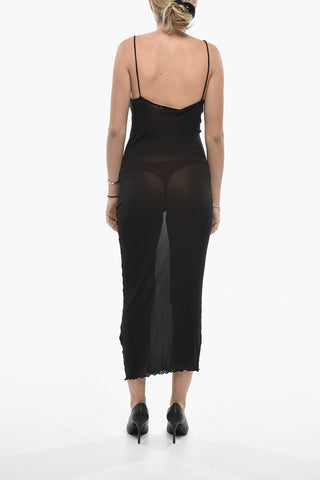 Transparentes Kleid mit drapiertem Ausschnitt