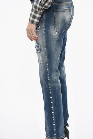 Vintage Effect Jeans JENNIFER with Crystals 15cm