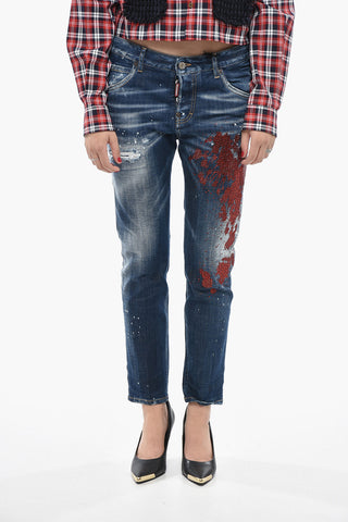 Jeans im Vintage-Look COOL GIRL mit Strass 15cm