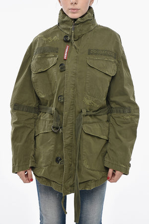 Lightweight Cotton Utility Jacket With Detachable Hood And Belt