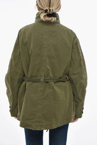 Lightweight Cotton Utility Jacket With Detachable Hood And Belt