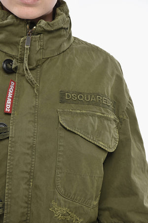 Lightweight Cotton Utility Jacket With Detachable Hood And Belt