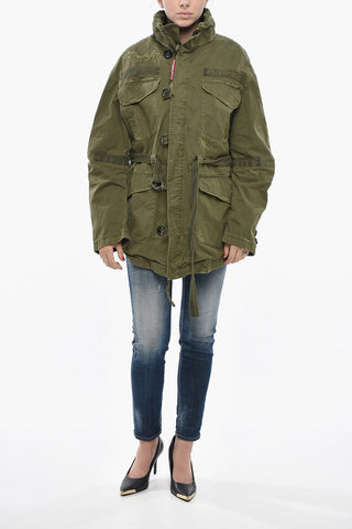 Lightweight Cotton Utility Jacket With Detachable Hood And Belt