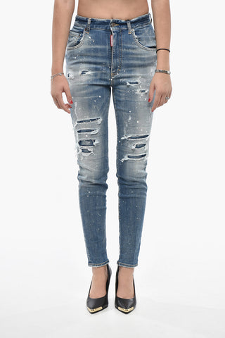 Jeans TWIGGY in Denim Stretch a Vita Alta con Zip alla Caviglia 11cm