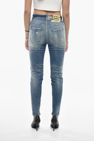 Jeans TWIGGY in Denim Stretch a Vita Alta con Zip alla Caviglia 11cm