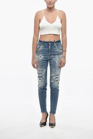 Jeans TWIGGY in Denim Stretch a Vita Alta con Zip alla Caviglia 11cm