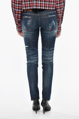 Stretch-Denim-Jeans JENNIFER Im Vintage-Look Mit Farbklecksen 14cm