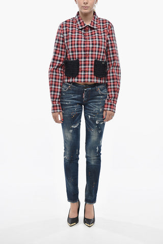 Stretch-Denim-Jeans JENNIFER Im Vintage-Look Mit Farbklecksen 14cm