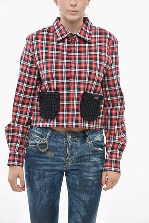 Light Cotton Checked Shirt With Fringed Pockets