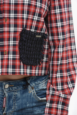 Light Cotton Checked Shirt With Fringed Pockets