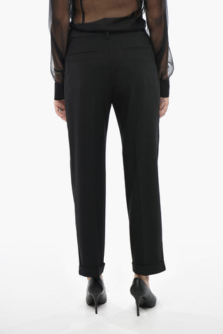 Pantaloni a Gamba Dritta e Orlo con Risvolto