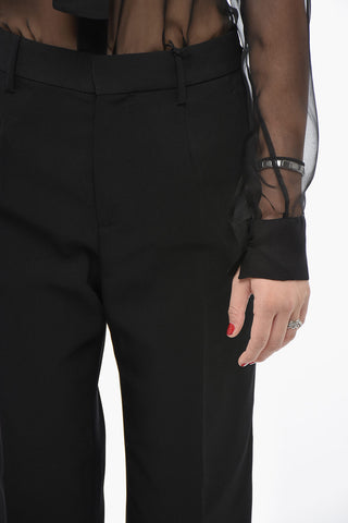 Pantaloni a Gamba Dritta e Orlo con Risvolto