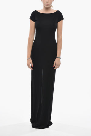 Vestito Lungo Aderente con Spacco Posteriore