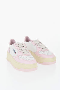 Low-Top Two-Tone Leather Sneakers With 5cm Platform