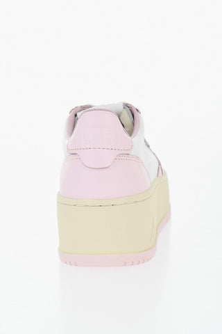 Low-Top Two-Tone Leather Sneakers With 5cm Platform