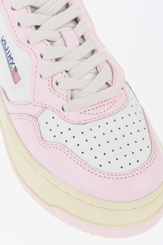 Low-Top Two-Tone Leather Sneakers With 5cm Platform