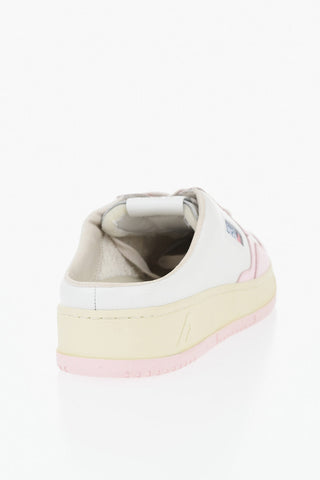 Bicolor Leather Sneaker Mules With Eco Fur Lining