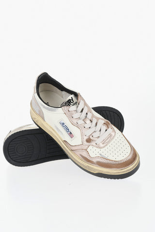 Low-Top Vintage-Effect Two-Tone Sneakers