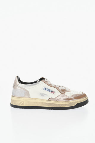 Low-Top Vintage-Effect Two-Tone Sneakers