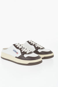 Sneakers Mules Bicolore in Pelle con Interno Imbottito