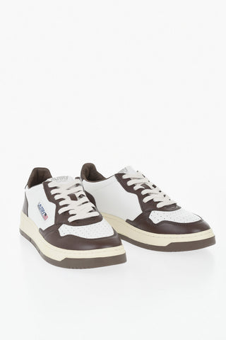 Low-Top MEDALIST Two-Tone Leather Sneakers with Embroidered Logo
