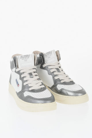 High-Top MEDALIST Bicolor Metallic Leather Sneakers