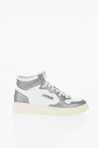 High-Top MEDALIST Bicolor Metallic Leather Sneakers