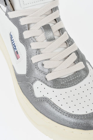 High-Top MEDALIST Bicolor Metallic Leather Sneakers