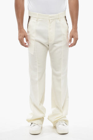 Pantaloni in Gabardina di Lana Vergine con Dettaglio a Contrasto