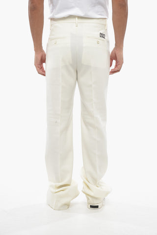 Gabardine-Hose Aus Schurwolle Mit Kontrastdetail