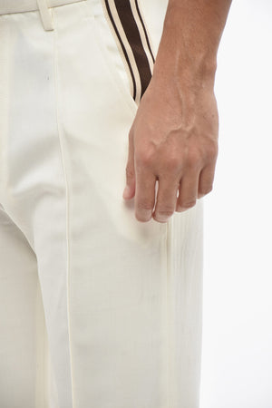 Pantaloni in Gabardina di Lana Vergine con Dettaglio a Contrasto