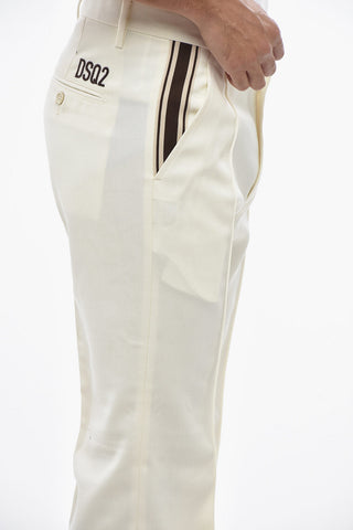 Gabardine-Hose Aus Schurwolle Mit Kontrastdetail