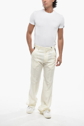 Gabardine-Hose Aus Schurwolle Mit Kontrastdetail