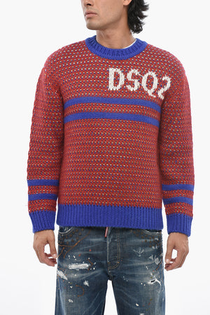 Maglia Girocollo In Crochet Color Block