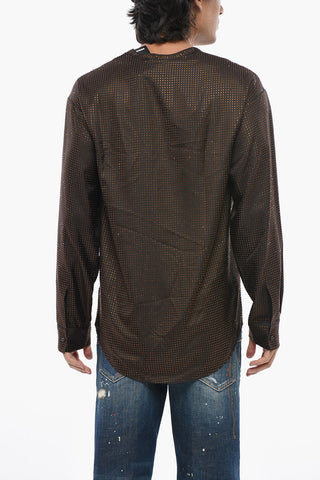 Camicia Coreana in Seta con Strass All-Over