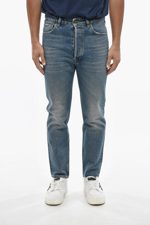 Worn-Look Jeans With Gold-Effect Button 20cm
