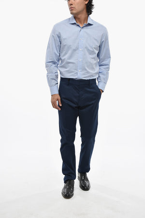 Pantaloni Chino in Twill Di Cotone a Vita Regolare